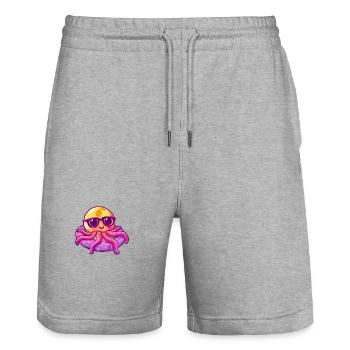 Qualle Comic Cool - Stanley/Stella Unisex Bio Joggingshorts Trainer  - Grau meliert - Vorne - Nik (191cm) & Marisol (170cm)