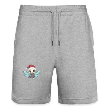 Libelle Weihnachten Comic - Stanley/Stella Unisex Bio Joggingshorts Trainer  - Grau meliert - Vorne - Nik (191cm) & Marisol (170cm)