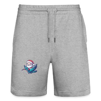 Colibri Oiseau Père Noël - Short de jogging bio TRAINER Stanley/Stella unisexe - gris chiné - Devant - Nik (191cm) & Marisol (170cm)