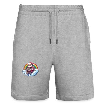 Koala Père Noël Arc-en-ciel - Short de jogging bio TRAINER Stanley/Stella unisexe - gris chiné - Devant - Nik (191cm) & Marisol (170cm)