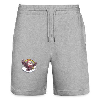 Harpie oiseau Père Noël Arc-en-ciel - Short de jogging bio TRAINER Stanley/Stella unisexe - gris chiné - Devant - Nik (191cm) & Marisol (170cm)