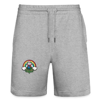 Peacock Bird Santa Claus Rainbow - Stanley/Stella Trainer Unisex Organic Jogging Shorts - heather grey - Front - Nik (191cm) & Marisol (170cm)