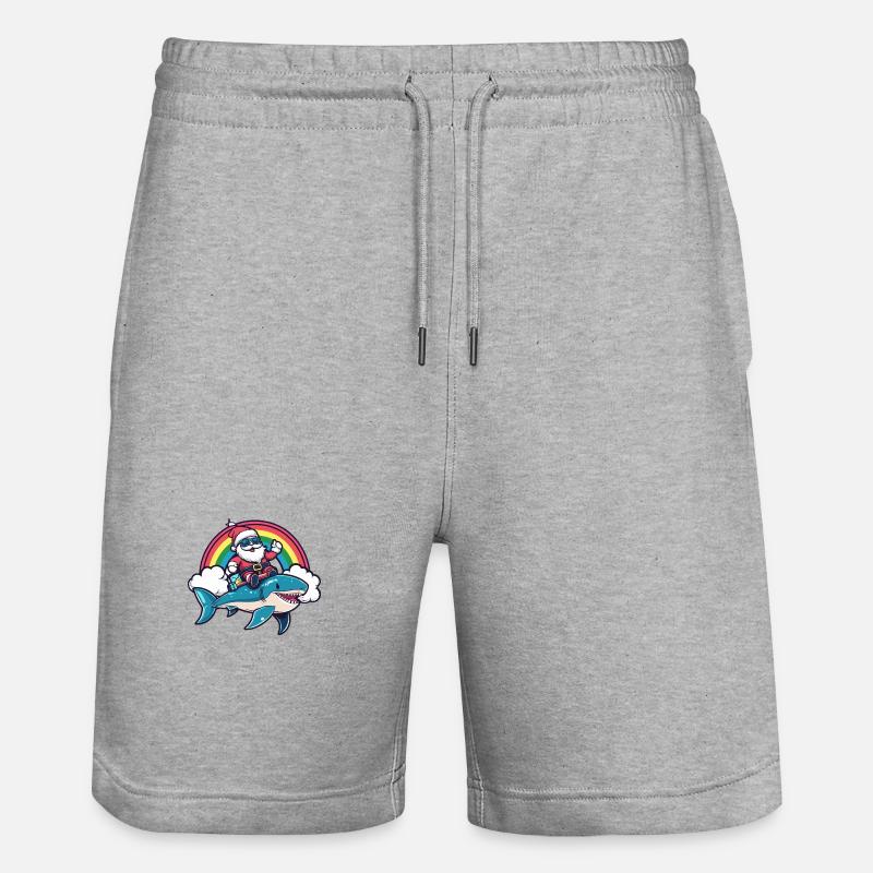Requin Père Noël Arc-en-ciel - Short de jogging bio TRAINER Stanley/Stella unisexe - gris chiné