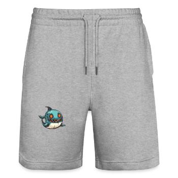 Whale Halloween Comic Funny - Stanley/Stella Trainer Unisex Organic Jogging Shorts - heather grey - Front - Nik (191cm) & Marisol (170cm)