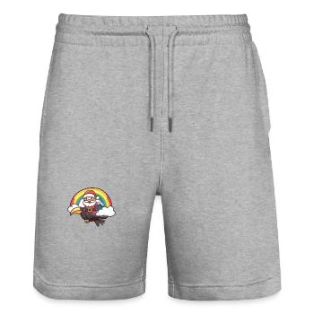 Toucan Bird Santa Claus Rainbow - Stanley/Stella Trainer Unisex Organic Jogging Shorts - heather grey - Front - Nik (191cm) & Marisol (170cm)