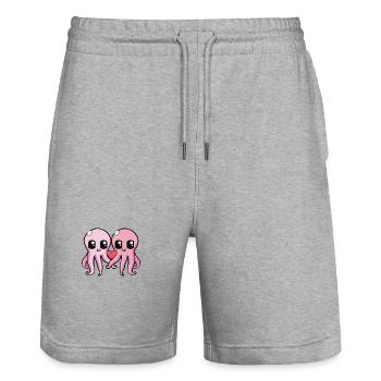 Oktopus Paar Valentinstag - Stanley/Stella Unisex Bio Joggingshorts Trainer  - Grau meliert - Vorne - Nik (191cm) & Marisol (170cm)