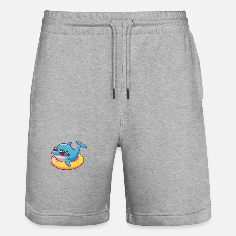Delfin Comic Cool - Stanley/Stella Unisex Bio Joggingshorts Trainer  - Grau meliert