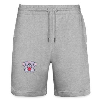 Koala Couple Valentine's Day - Stanley/Stella Trainer Unisex Organic Jogging Shorts - heather grey - Front - Nik (191cm) & Marisol (170cm)