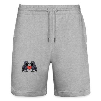 Corbeau Coeur de la Saint-Valentin - Short de jogging bio TRAINER Stanley/Stella unisexe - gris chiné - Devant - Nik (191cm) & Marisol (170cm)