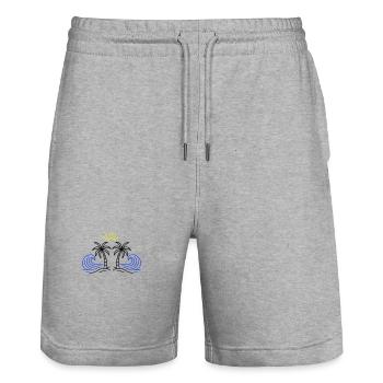 Island Sea Sun - Stanley/Stella Trainer Unisex Organic Jogging Shorts - heather grey - Front - Nik (191cm) & Marisol (170cm)
