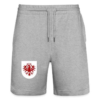 Tyrolean coat of arms - Stanley/Stella Trainer Unisex Organic Jogging Shorts - heather grey - Front - Nik (191cm) & Marisol (170cm)
