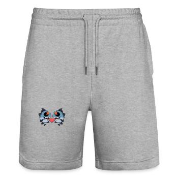 Piranha Paar Fische Valentinstag - Stanley/Stella Unisex Bio Joggingshorts Trainer  - Grau meliert - Vorne - Nik (191cm) & Marisol (170cm)