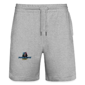 Formentera 2025 Vacances Palmiers Coloré - Short de jogging bio TRAINER Stanley/Stella unisexe - gris chiné - Devant - Nik (191cm) & Marisol (170cm)