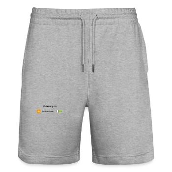 Currently on Airplane Mode Funny Introvert Offline - Stanley/Stella Trainer Unisex Organic Jogging Shorts - heather grey - Front - Nik (191cm) & Marisol (170cm)