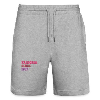 1957 Geburtstag Prinzessin - Stanley/Stella Unisex Bio Joggingshorts Trainer  - Grau meliert - Vorne - Nik (191cm) & Marisol (170cm)