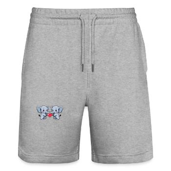 Elephant Couple Valentine's Day - Stanley/Stella Trainer Unisex Organic Jogging Shorts - heather grey - Front - Nik (191cm) & Marisol (170cm)