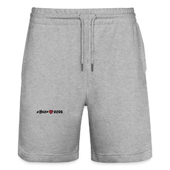 Ibiza 2025 Herz - Stanley/Stella Unisex Bio Joggingshorts Trainer  - Grau meliert - Vorne - Nik (191cm) & Marisol (170cm)