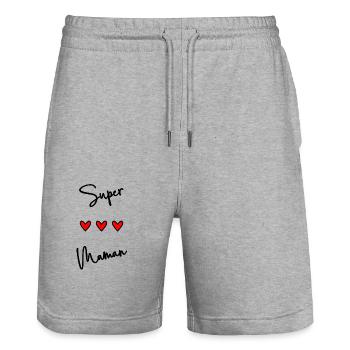 MAMAN. FÊTE DES MÈRES. BONNE FÊTE MAMAN. JE T'AIME - Short de jogging bio TRAINER Stanley/Stella unisexe - gris chiné - Devant - Nik (191cm) & Marisol (170cm)