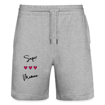 FÊTE DES MÈRES. BONNE FÊTE MAMAN. MAMAN. JE T'AIME - Short de jogging bio TRAINER Stanley/Stella unisexe - gris chiné - Devant - Nik (191cm) & Marisol (170cm)