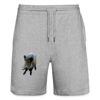 Sanglier Sanglier Porc Truie Cochon - Short de jogging bio TRAINER Stanley/Stella unisexe - gris chiné - Devant - Nik (191cm) & Marisol (170cm)