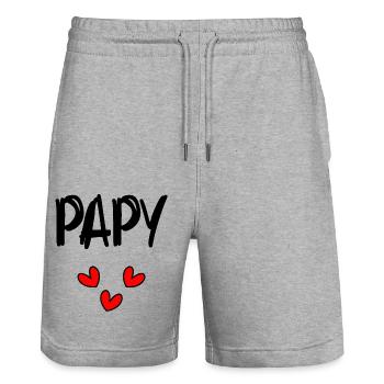 OPA. VATERTAG. ALLES GUTE ZUM GEBURTSTAG OPA. ICH LIEBE DICH - Stanley/Stella Unisex Bio Joggingshorts Trainer  - Grau meliert - Vorne - Nik (191cm) & Marisol (170cm)