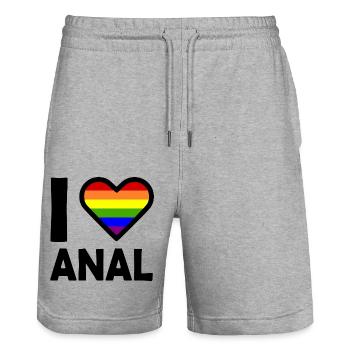 I love anal - Short de jogging bio TRAINER Stanley/Stella unisexe - gris chiné - Devant - Nik (191cm) & Marisol (170cm)
