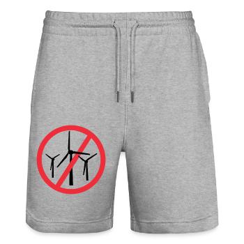 Stop Wind Turbines No to Wind Farms and Wind Parks - Stanley/Stella Trainer Unisex Organic Jogging Shorts - heather grey - Front - Nik (191cm) & Marisol (170cm)
