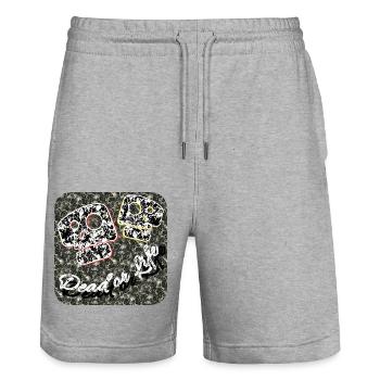 Dead or Life - Stanley/Stella Trainer Unisex Organic Jogging Shorts - heather grey - Front - Nik (191cm) & Marisol (170cm)