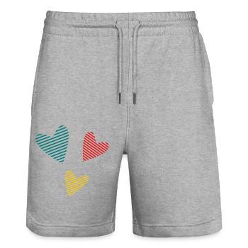 VATERTAG. ALLES GUTE ZUM GEBURTSTAG, PAPA. PAPA. ALLES GUTE ZUM GEBURTSTAG - Stanley/Stella Unisex Bio Joggingshorts Trainer  - Grau meliert - Vorne - Nik (191cm) & Marisol (170cm)