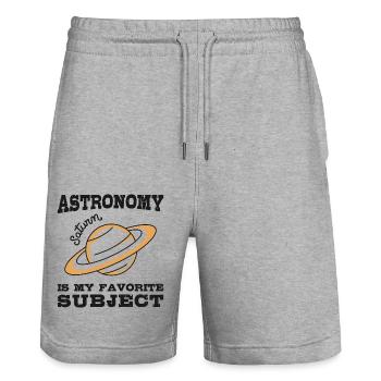L’astronomie est mon sujet de prédilection, la planète Saturne - Short de jogging bio TRAINER Stanley/Stella unisexe - gris chiné - Devant - Nik (191cm) & Marisol (170cm)