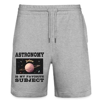 Astronomy is my favorite subject, Planet Saturn - Stanley/Stella Trainer Unisex Organic Jogging Shorts - heather grey - Front - Nik (191cm) & Marisol (170cm)