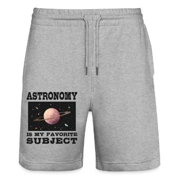 Astronomy is my favorite subject, Planet Saturn - Stanley/Stella Trainer Unisex Organic Jogging Shorts - heather grey - Front - Nik (191cm) & Marisol (170cm)