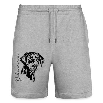 Doberman Chien Portrait Chiens Chien Sports Wilsigns - Short de jogging bio TRAINER Stanley/Stella unisexe - gris chiné - Devant - Nik (191cm) & Marisol (170cm)