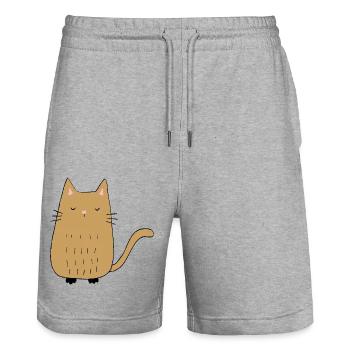 Katze - Stanley/Stella Unisex Bio Joggingshorts Trainer  - Grau meliert - Vorne - Nik (191cm) & Marisol (170cm)