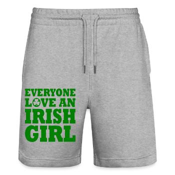 Everyone loves an irish girl - Stanley/Stella Trainer Unisex Organic Jogging Shorts - heather grey - Front - Nik (191cm) & Marisol (170cm)