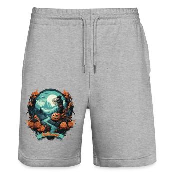 Halloween 1 - Stanley/Stella Unisex Bio Joggingshorts Trainer  - Grau meliert - Vorne - Nik (191cm) & Marisol (170cm)