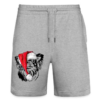 Santa Chihuahua Chiens de Noël Chiens Wilsigns - Short de jogging bio TRAINER Stanley/Stella unisexe - gris chiné - Devant - Nik (191cm) & Marisol (170cm)