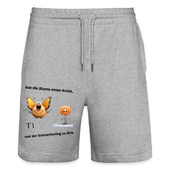 Dicker Schmetterling - Stanley/Stella Unisex Bio Joggingshorts Trainer  - Grau meliert - Vorne - Nik (191cm) & Marisol (170cm)