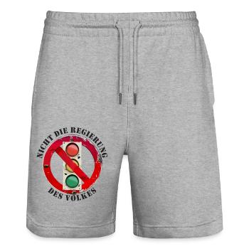 Ampel Nicht die Regierung des Volkes - Stanley/Stella Unisex Bio Joggingshorts Trainer  - Grau meliert - Vorne - Nik (191cm) & Marisol (170cm)