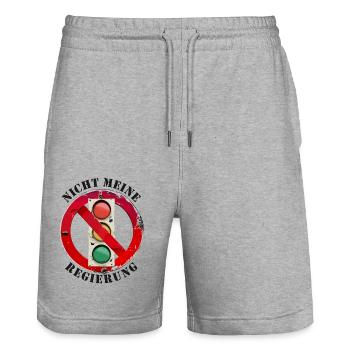 Ampel Nicht meine Regierung - Stanley/Stella Unisex Bio Joggingshorts Trainer  - Grau meliert - Vorne - Nik (191cm) & Marisol (170cm)