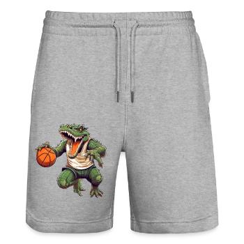 Basketball Krokodil - Stanley/Stella Unisex Bio Joggingshorts Trainer  - Grau meliert - Vorne - Nik (191cm) & Marisol (170cm)