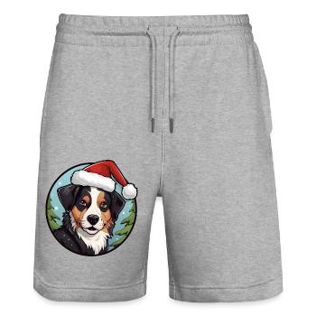 Hund Weihnachten - Stanley/Stella Unisex Bio Joggingshorts Trainer  - Grau meliert - Vorne - Nik (191cm) & Marisol (170cm)