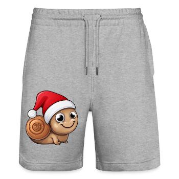 Snail Christmas - Stanley/Stella Trainer Unisex Organic Jogging Shorts - heather grey - Front - Nik (191cm) & Marisol (170cm)