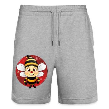 Bees Christmas - Stanley/Stella Trainer Unisex Organic Jogging Shorts - heather grey - Front - Nik (191cm) & Marisol (170cm)