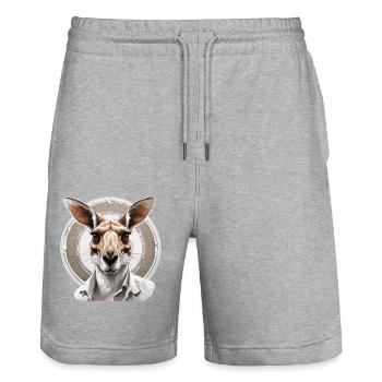 Kangaroo / Animal / Australia / Marsupial / Outback - Stanley/Stella Trainer Unisex Organic Jogging Shorts - heather grey - Front - Nik (191cm) & Marisol (170cm)