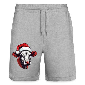 Cow Christmas Beef Farm Christmas - Stanley/Stella Trainer Unisex Organic Jogging Shorts - heather grey - Front - Nik (191cm) & Marisol (170cm)