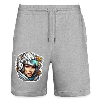 Coureur / Sport / Course / Ski / Piste - Short de jogging bio TRAINER Stanley/Stella unisexe - gris chiné - Devant - Nik (191cm) & Marisol (170cm)