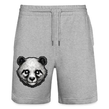Panda / Animal / Zoo / Bamboo / Wild / Childlike - Stanley/Stella Trainer Unisex Organic Jogging Shorts - heather grey - Front - Nik (191cm) & Marisol (170cm)