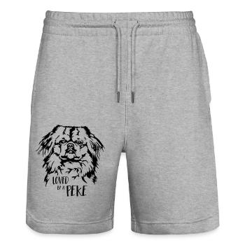 Aimé par un chien pékinois Peke Chien Wilsigns - Short de jogging bio TRAINER Stanley/Stella unisexe - gris chiné - Devant - Nik (191cm) & Marisol (170cm)