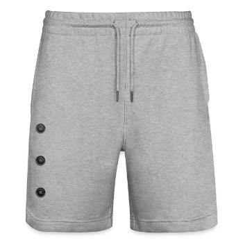 Button Buttons 3 fake dots black funny snowman - Stanley/Stella Trainer Unisex Organic Jogging Shorts - heather grey - Front - Nik (191cm) & Marisol (170cm)